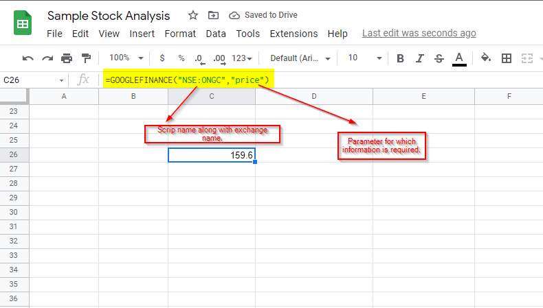 Google sheets for stock analysis Image 2